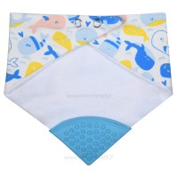 پیشبند سه گوش دندانگیر دار طرح دلفین رنگ آبی بی‌بی فور لایف babay4life