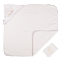 ست دو تکه حوله کلاه دار و لیف پاپو papo طرح دو خرس