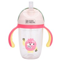 لیوان نی دار دسته دار طرح انار 300 میل رنگ صورتی-سرخابی Yasi Care