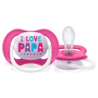 پستانک تکی الترا ایر 18-6 ماه طرح I LOVE PAPA صورتی اونت Avent (فاقد جعبه)
