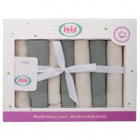 دستمال دست و صورت موسلين دو رو 7 عددي رنگ سبز ايسيز Isiz