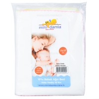 دستمال نخی 10 عددی رنگ سفید صورتی mini damla