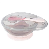 ظرف غذا با قاشق چسبان صورتی کیکابو Kikkaboo
