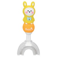 مسواک چرخشی عروسکی طرح خرگوش رنگ زرد خارجی