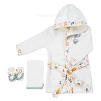 ست حوله 4 تیکه جعبه ای طرح حیوانات رنگ سبز پاپو Papo