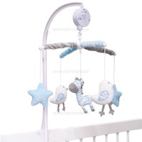 آویز تخت موزیکال طرح گورخر و جوجه آبی سانوزی Sunnozy