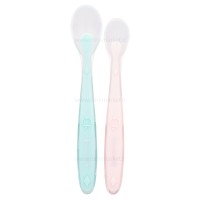 قاشق سیلیکونی 2 عددی همراه با قاب رنگ صورتی–سبز بیبی سیل Babisil