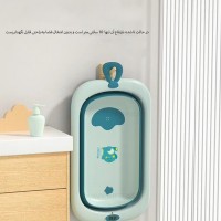 وان حمام آکاردئونی سه تیکه طرح ساده دماسنج دار رنگ آبی خارجی