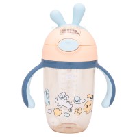 لیوان نی دار دسته دار طرح خرگوش 300 میل رنگ سرمه ای - گلبهی Yasi Care