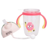 لیوان نی دار دسته دار طرح انار 300 میل رنگ صورتی-سرخابی Yasi Care