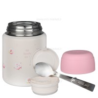 فلاسک غذا 500 میل طرح هلو رنگ کرم و صورتی سیمپلیسیتی Simplicity