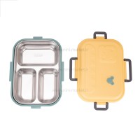 ظرف غذا استیل تقسیم دار طرح میکی موس رنگ سبز خارجی