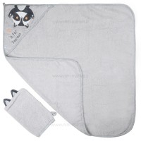 ست حوله دو تیکه طرح راکن رنگ طوسی پاپو papo