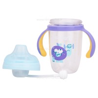 لیوان سوپاپ دار نی دار طرح پرتقال 280 میل رنگ آبی-بنفش Yasi Care