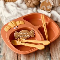 ظرف بامبو طرح هويج رنگ نارنجی منگلین Mengqilin