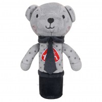 جغجغه سوسیسی طرح خرس پسر رنگ طوسی baby fun