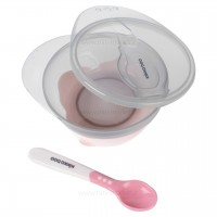 ظرف غذا با قاشق چسبان صورتی کیکابو Kikkaboo