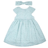 پیراهن دخترانه مدل گلدیس طرح بابونه رنگ سبز ایندیگو indigo