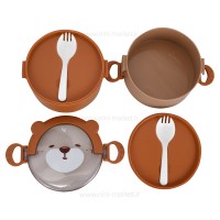 ظرف غذا خرس دو طبقه رنگ قهوه ای خارجی