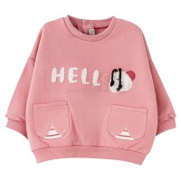 بلوز شلوار دخترانه طرح Hello رنگ صورتی ایندیگو Indigo