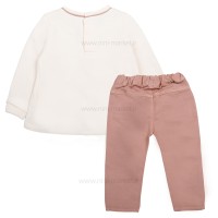 بلوز شلوار دخترانه طرح کلبه رنگ کرم و کالباسی ایندیگو Indigo