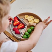 ظرف غذا پازلی چند بخش رنگ طوسی کرمی مینیک اوی اوی minik oi oi