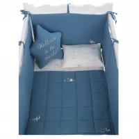 ست روتختی 8 تيکه طرح مرغابی پارچه موسلين رنگ سرمه ای ايسيز Isiz