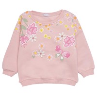 بلوز شلوار دخترانه طرح گل و پروانه رنگ صورتی پاپو Papo