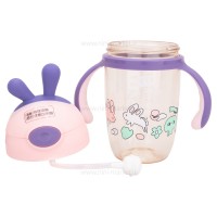 لیوان نی دار دسته دار طرح خرگوش 300 میل رنگ بنفش Yasi Care