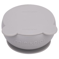 کاسه درب دار سیلیکونی رنگ طوسی مینیک اوی اوی Minik Oioi