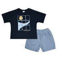 تیشرت شورت پسرانه رنگ سرمه ای Raboo