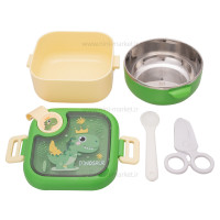 ظرف غذا چند منظوره طرح دايناسور رنگ سبز برند خارجي