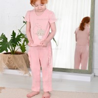 بلوز آستين کوتاه طرح بالرین رنگ صورتی نيلي Nili