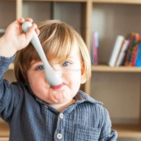 قاشق دو عددی رنگ سبز طوسی +6 ماه سواوینکس Suvainex