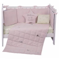 ست روتختی 8 تيکه طرح مرغابی پارچه موسلين رنگ صورتی ايسيز Isiz