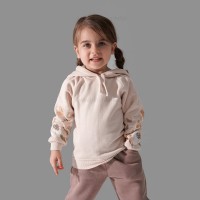 هودی شلوار دخترانه طرح گل رنگ کرم قهو ه ای پاپو Papo