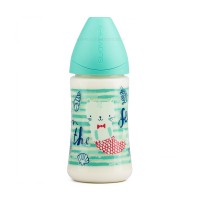 شیشه شیر 270 میل طرح گربه رنگ سبز سواوینکس Suavinex