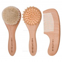 شانه و برس چوبی رنگ جعبه طوسی هی اور شی heorshe