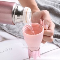 فلاسک آب استیل 350 میل مدل تاج بدون جعبه رنگ صورتی هلو دریم Hello Dream