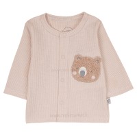 بلوز آستین بلند جلو دکمه طرح کانگورو و دوستان رنگ کرم نیلی Nili