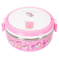 ظرف غذا داخل استيل طرح اسب تک شاخ رنگ صورتي برند خارجي