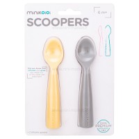 قاشق دو عددی رنگ طوسی زرد مینیک اوی وای Minik Oioi