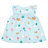 سارافون دخترانه طرح گل گلی رنگ آبی ایندیگو Indigo