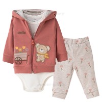 سه تیکه دخترانه طرح خرس رنگ گلبهی نیلی nili