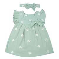 پیراهن دخترانه طرح گل رنگ سبز پاپو papo