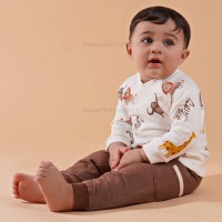 بلوز شلوار طرح حیوانات جنگل رنگ قهوه ای ایندیگو Indigo