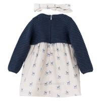 پیراهن دخترانه طرح اسب رنگ آبی برند ایندیگو Indigo