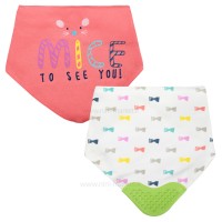 پیشبند سه‌گوش دندان‌گیردار دوعددی طرح موش رنگ صورتی لاین بر Lion Bear