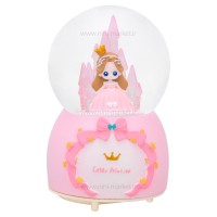 گوی موزیکال طرح دختر و قلعه رنگ صورتی خارجی