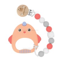 زنجیر پستانک و دندان گیر سیلیکونی طرح جوجه کیکابو Kikkaboo